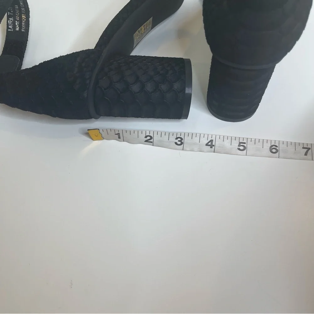 Jeffrey Campbell Laura Sandal in Black Suede Snake Print